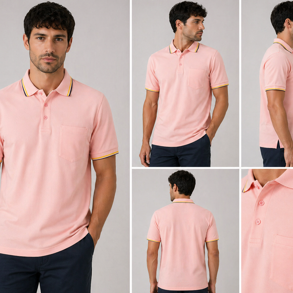 Men's J.J.Willis Tipped Collar Polo Shirt (Pink)
