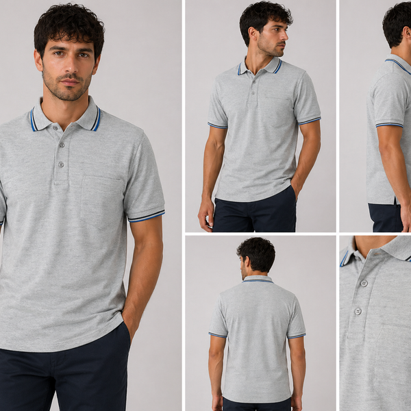 Men's J.J.Willis Tipped Collar Polo Shirt (Grey)