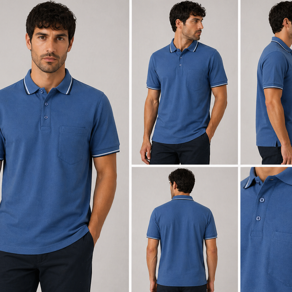 Men's J.J.Willis Tipped Collar Polo Shirt (Petrol Blue)