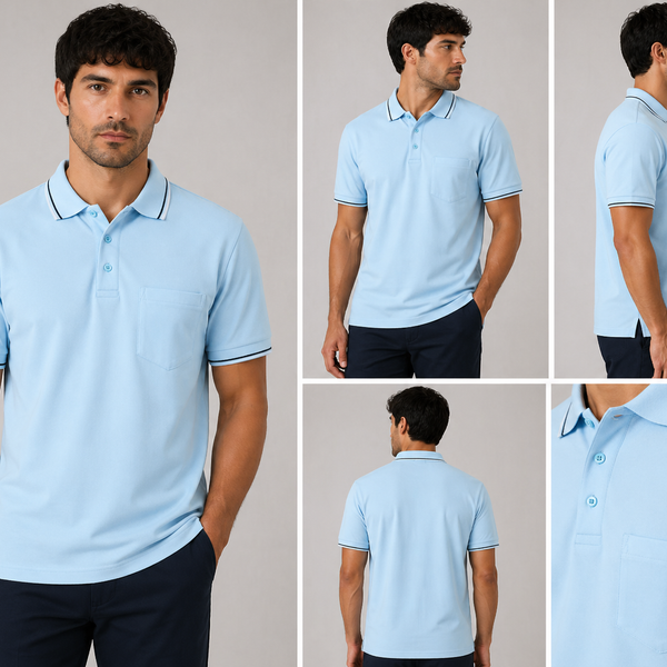 Men's J.J.Willis Tipped Collar Polo Shirt (Sky Blue)