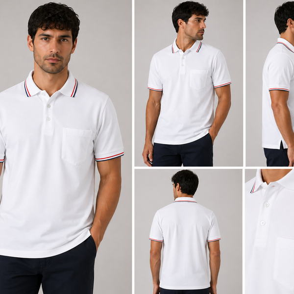 Men's J.J.Willis Tipped Collar Polo Shirt (White)