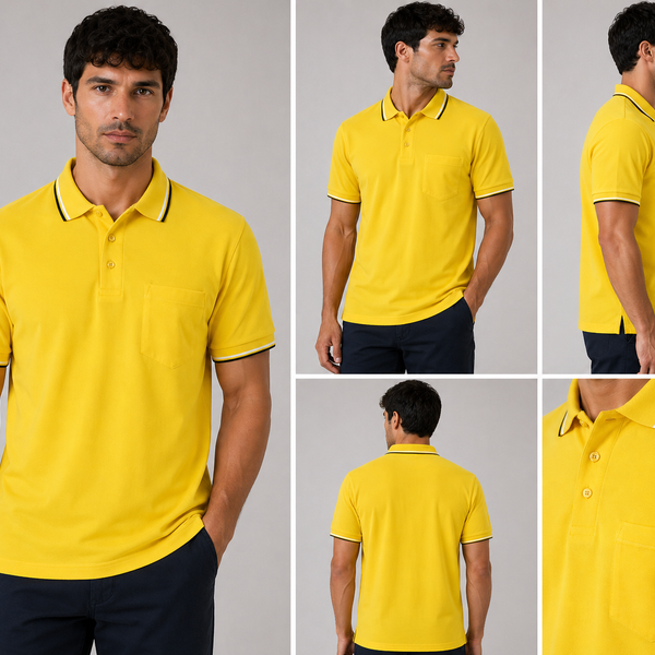 Men's J.J.Willis Tipped Collar Polo Shirt (Yellow)