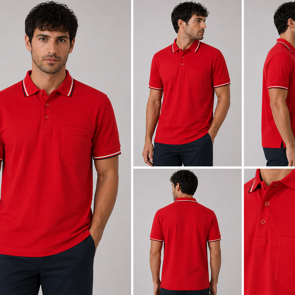 Men's J.J.Willis Tipped Collar Polo Shirt (Red)