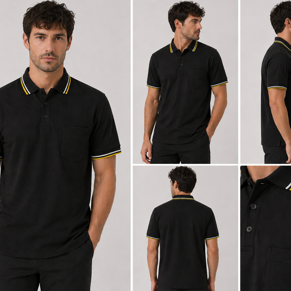 Men's J.J.Willis Tipped Collar Polo Shirt (Black)