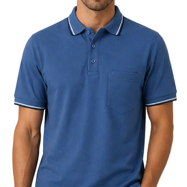 Men's J.J.Willis Tipped Collar Polo Shirt (Petrol Blue)