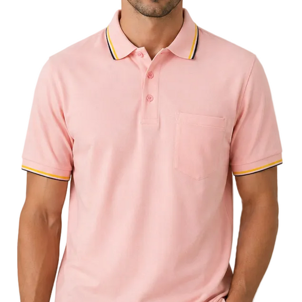 Men's J.J.Willis Tipped Collar Polo Shirt (Pink)