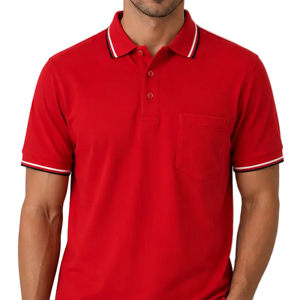 Men's J.J.Willis Tipped Collar Polo Shirt (Red)