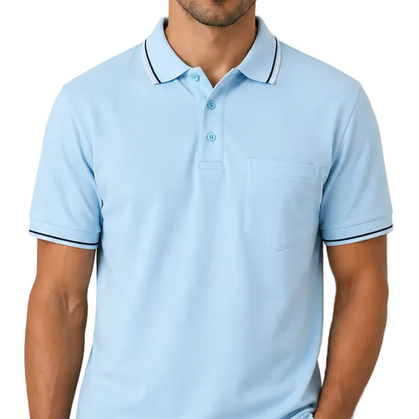 Men's J.J.Willis Tipped Collar Polo Shirt (Sky Blue)