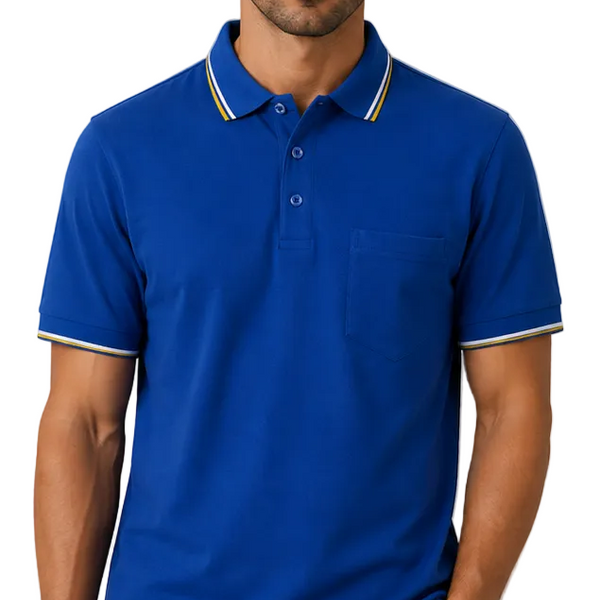 Men's J.J.Willis Tipped Collar Polo Shirt (Royal Blue)