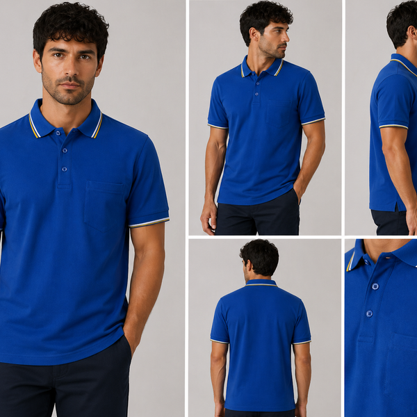 Men's J.J.Willis Tipped Collar Polo Shirt (Royal Blue)