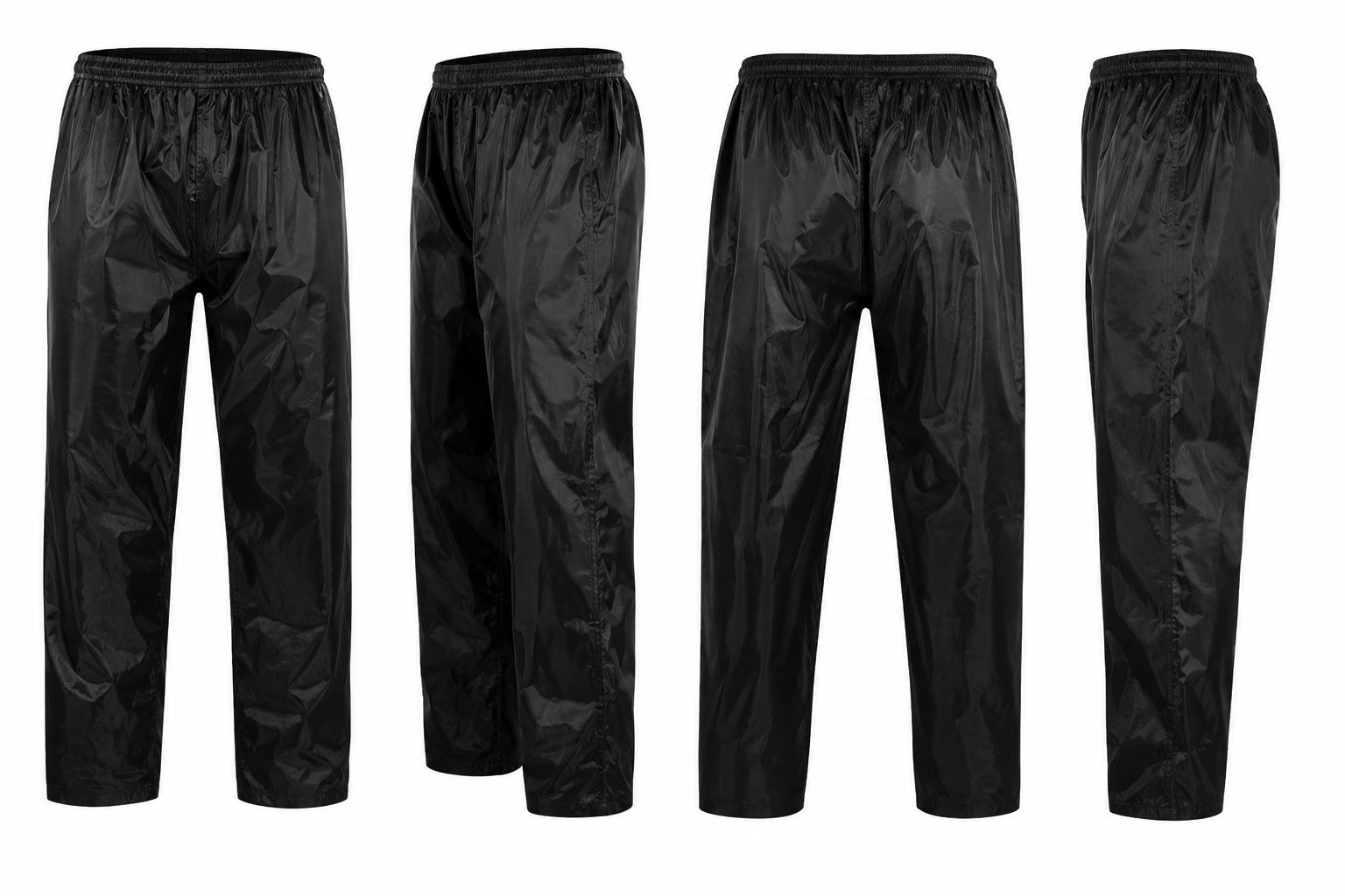 Stay dry in all weather with these lightweight waterproof over trousers. Featuring a comfortable elastic waistband and durable rainproof material, ideal for workwear, outdoor activities, walking, cycling, and wet weather protection.