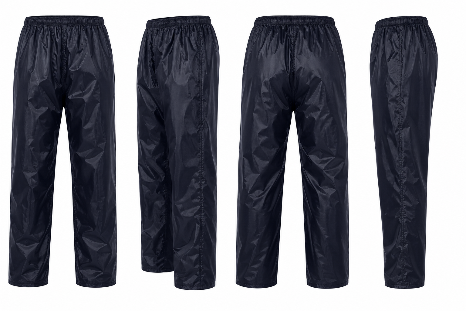 Stay dry in all weather with these lightweight waterproof over trousers. Featuring a comfortable elastic waistband and durable rainproof material, ideal for workwear, outdoor activities, walking, cycling, and wet weather protection.