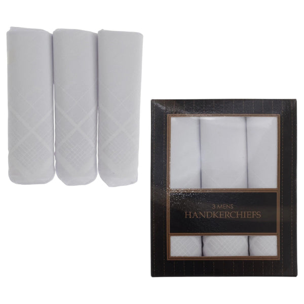 Men’s White Cotton Blend Handkerchiefs – 3 Pack Gift Boxed