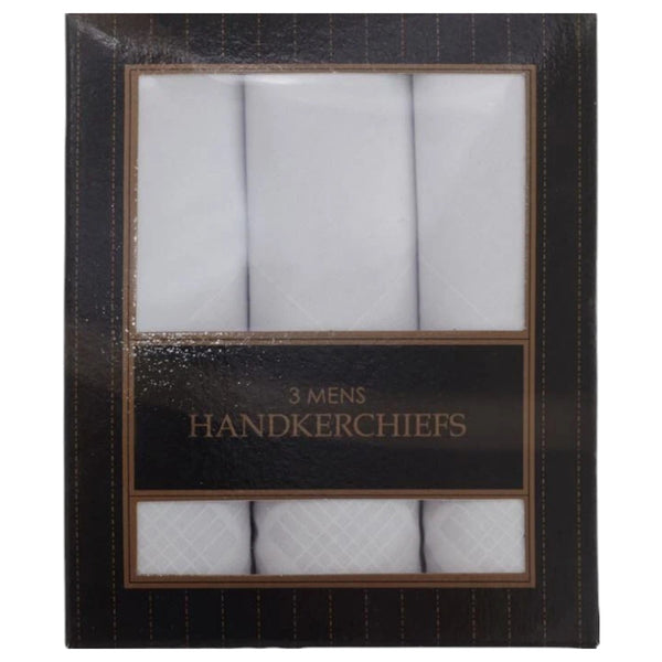 Men’s White Cotton Blend Handkerchiefs – 3 Pack Gift Boxed