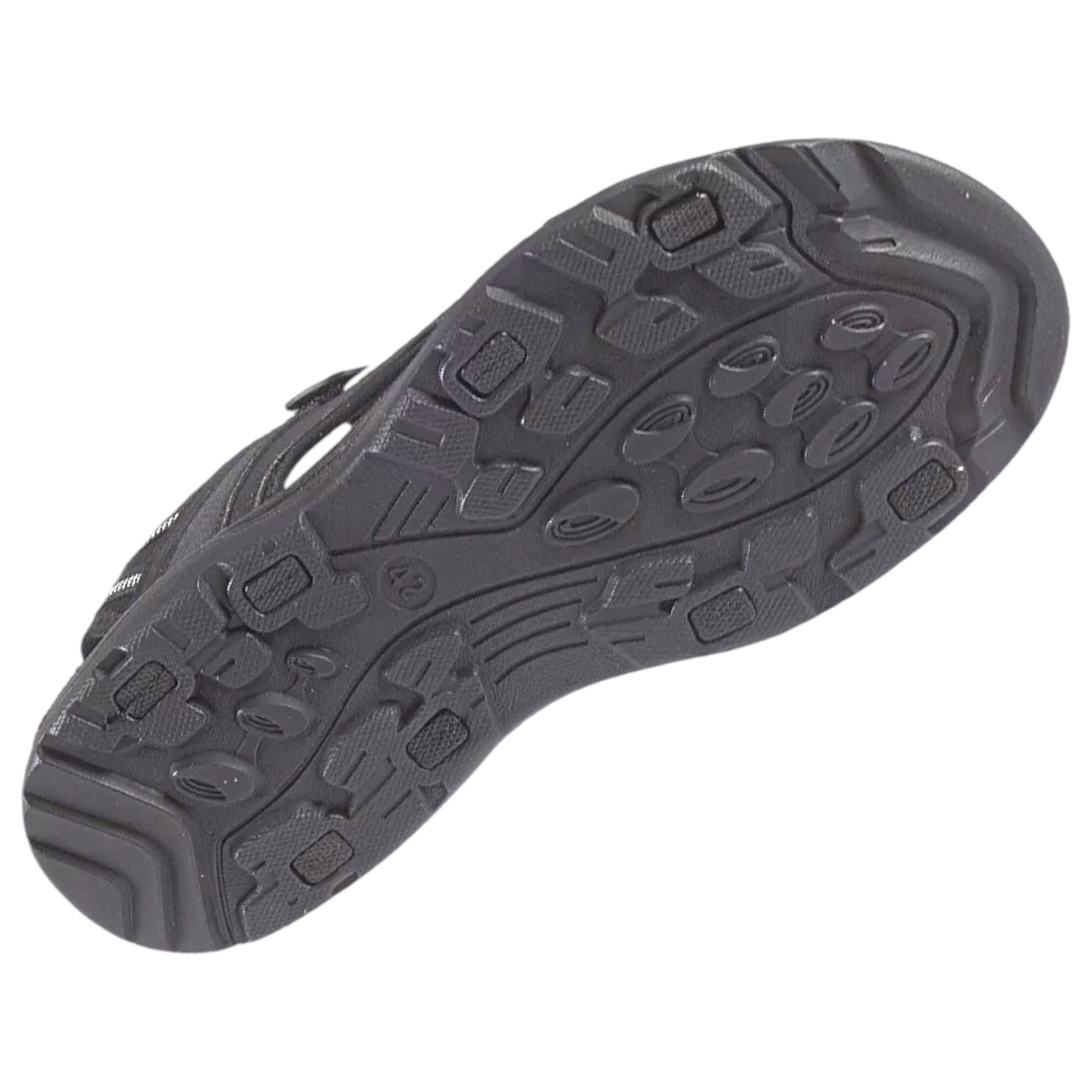 Men's black Peak Valley outdoor sandals with rugged sole and adjustable Velcro straps – durable trekking and walking footwear
