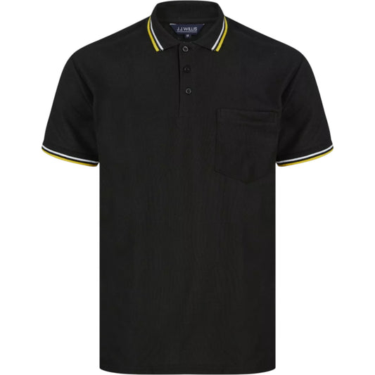 Mens Black Tipped Collar Polo Shirt