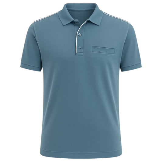 Men's blue with white lining polo shirt top