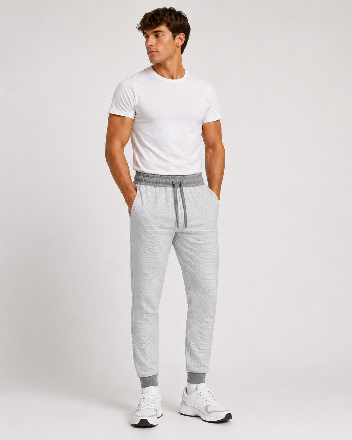 Men’s Casual Grey Stripe Joggers
