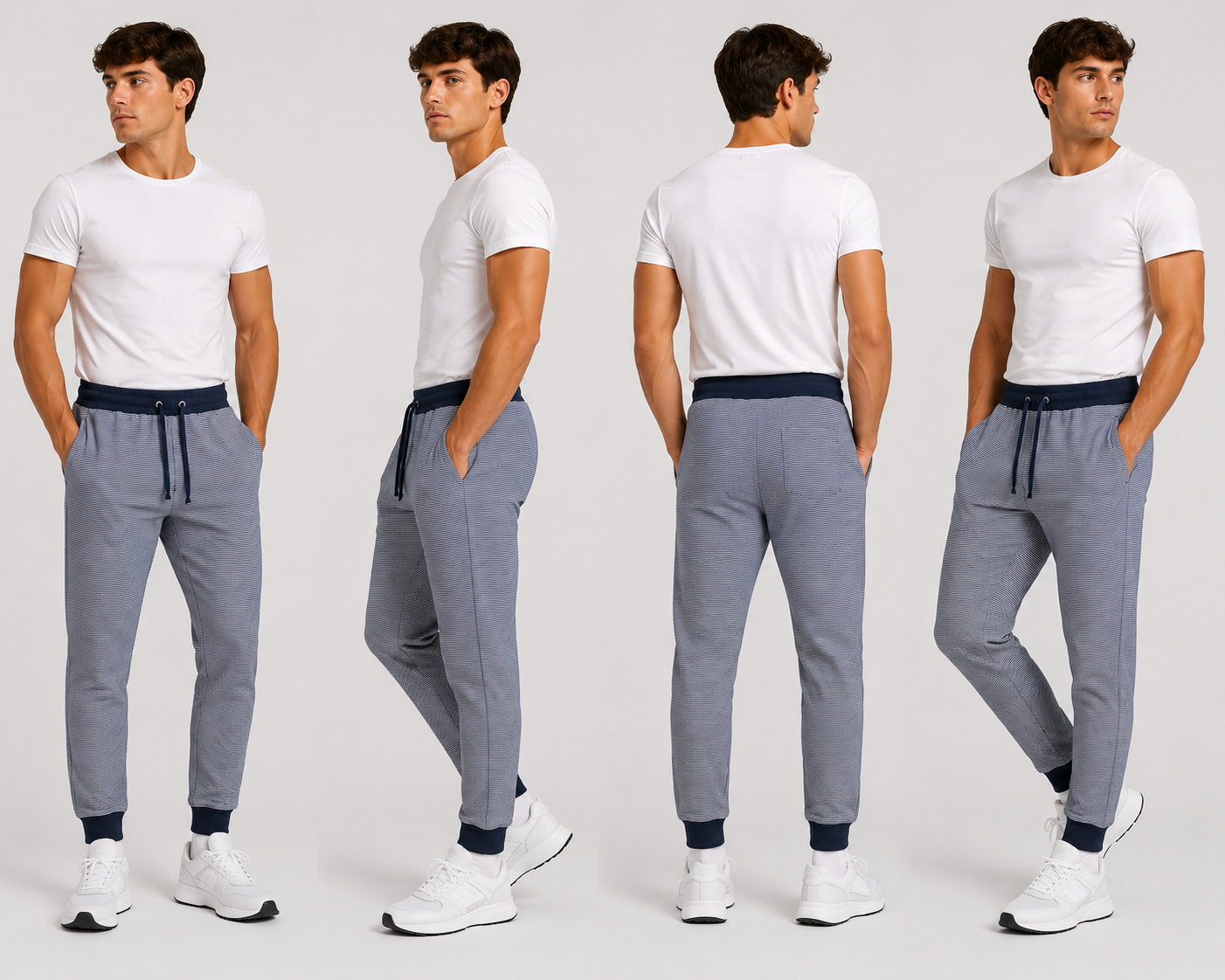 Men’s Casual Navy Stripe Joggers