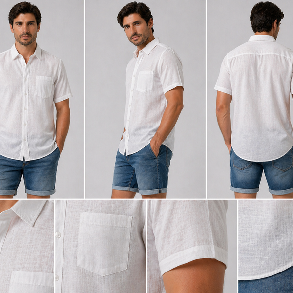 Men's Charles Norton Linen Feel Shirt (White)