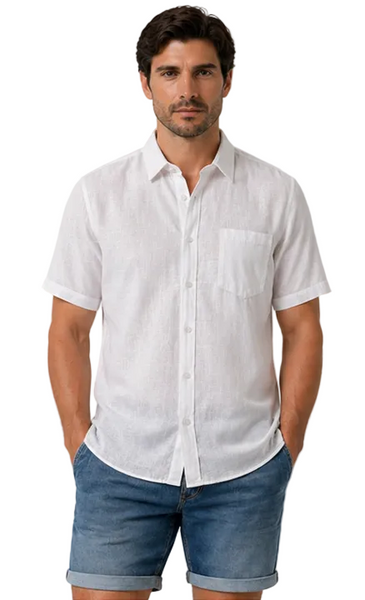 Mens Charles Norton Linen Feel Shirt (White)