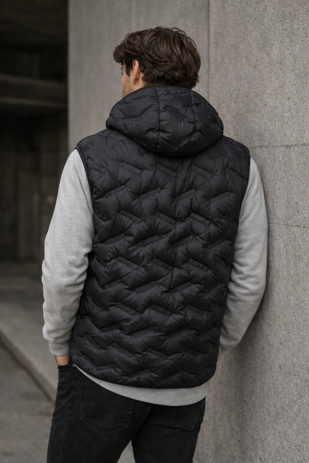 men's black quilted hooded bodywarmer andretti padded gilet