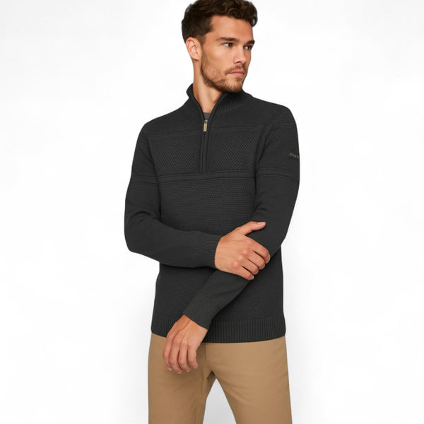 Men's ¼ Zip Chance Funnel Neck Jumper - Ex Store 'Firetrap'