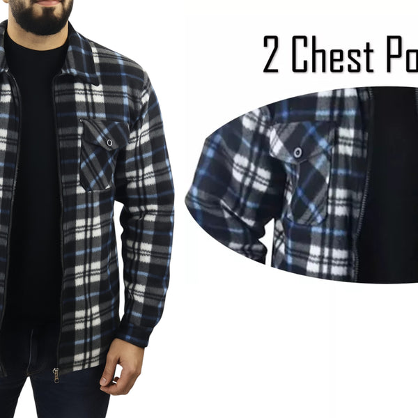 Men's Zipped Check Fleece Shirt