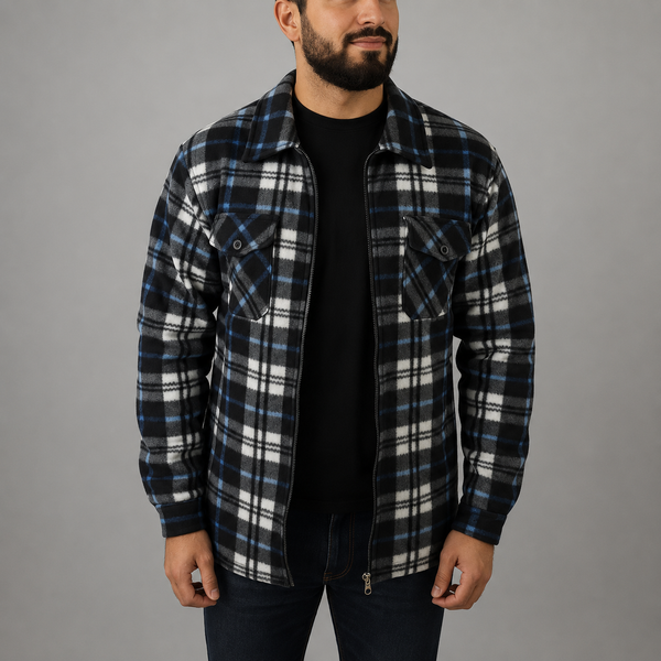 Men's Zipped Check Fleece Shirt