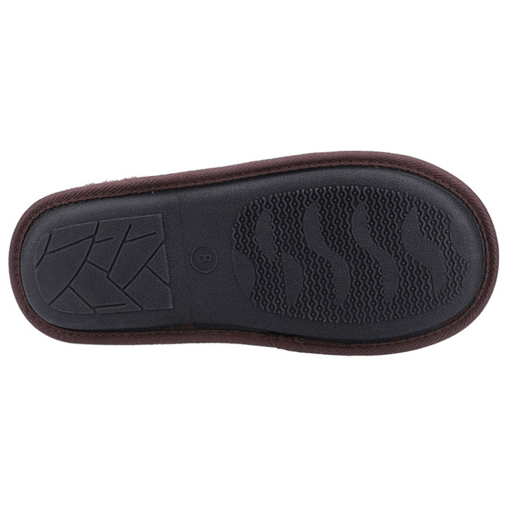 Men's Fleet & Fosters Rhys slip on Mule Slippers in brown with fur lining and check design