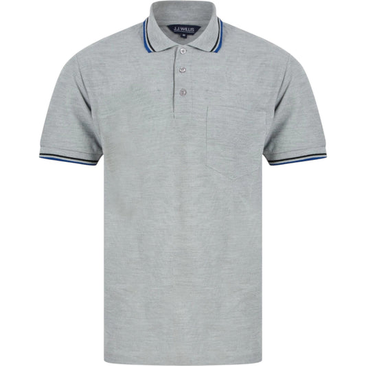 Mens Grey Tipped Collar Polo Shirt