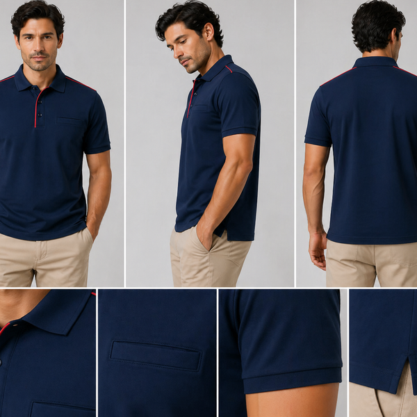 Men's J.J.Willis Piped Polo (Navy)