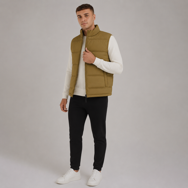 Men's JDN Quilted Padded Bodywarmer (Khaki)