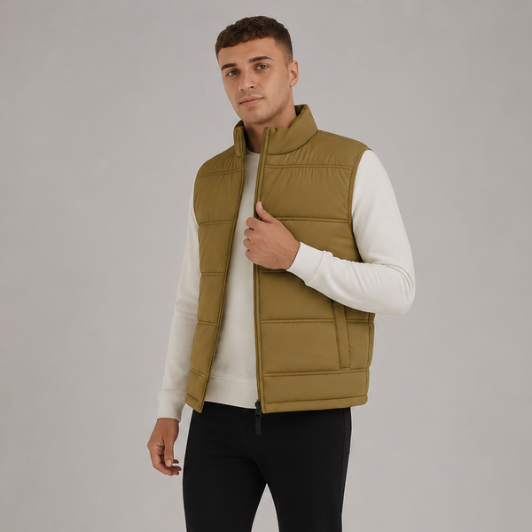 Men's JDN Quilted Padded Bodywarmer (Khaki)