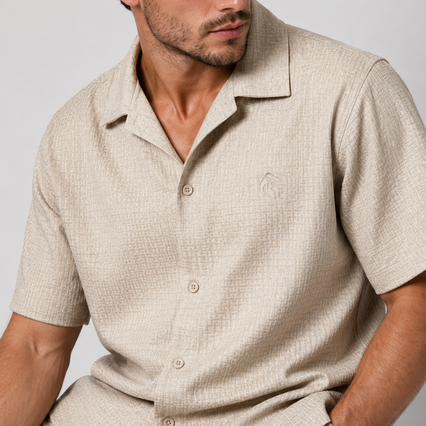 Men's JDN Comfort Shirt And Shorts Set (Beige)