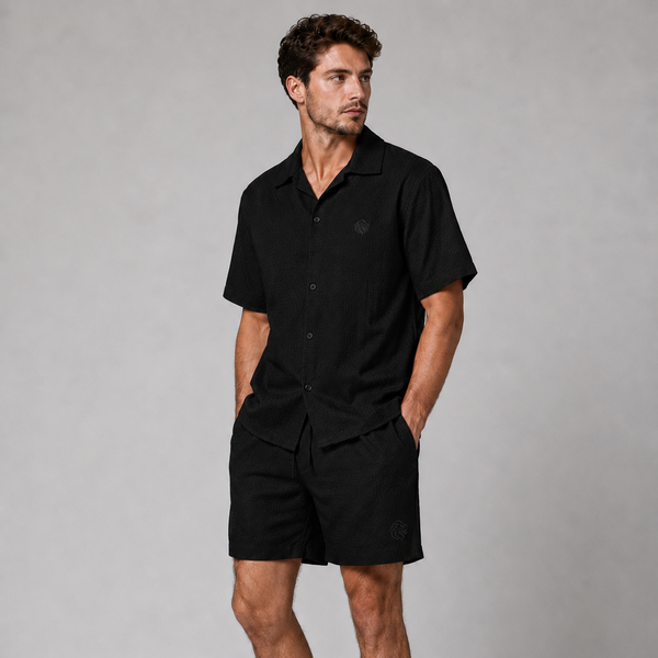 Men's JDN Comfort Shirt And Shorts Set (Black)