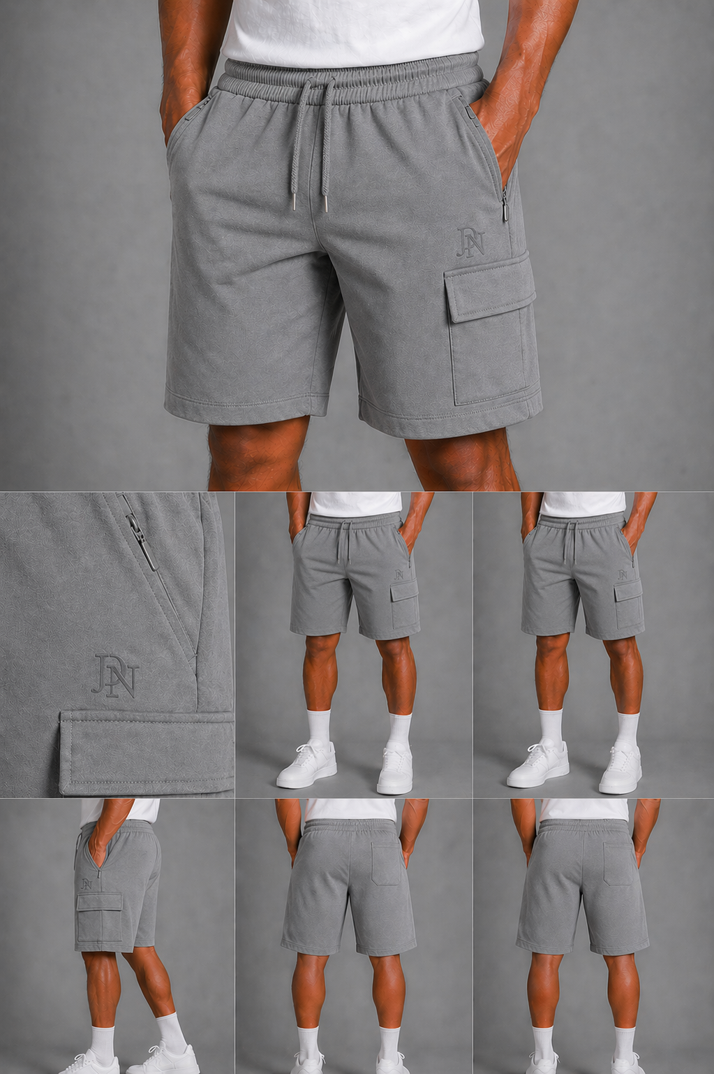 Men’s Cargo Shorts with Zip Pockets – JDN Utility Shorts, Elastic Waist, Streetwear Fit
