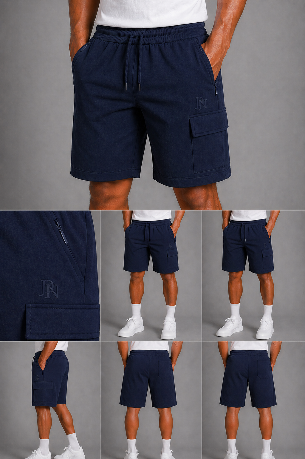 Men’s Cargo Shorts with Zip Pockets – JDN Utility Shorts, Elastic Waist, Streetwear Fit