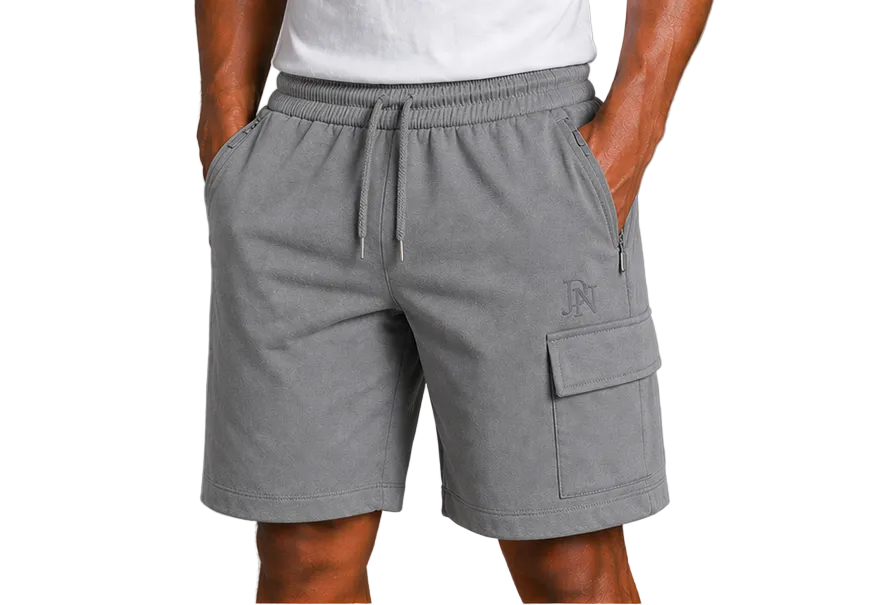 Men’s Cargo Shorts with Zip Pockets – JDN Utility Shorts, Elastic Waist, Streetwear Fit