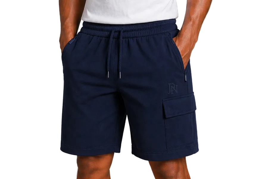Men’s Cargo Shorts with Zip Pockets – JDN Utility Shorts, Elastic Waist, Streetwear Fit
