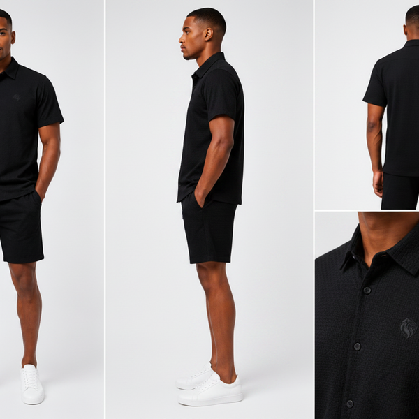 Men's JDN Comfort Shirt And Shorts Set (Black)