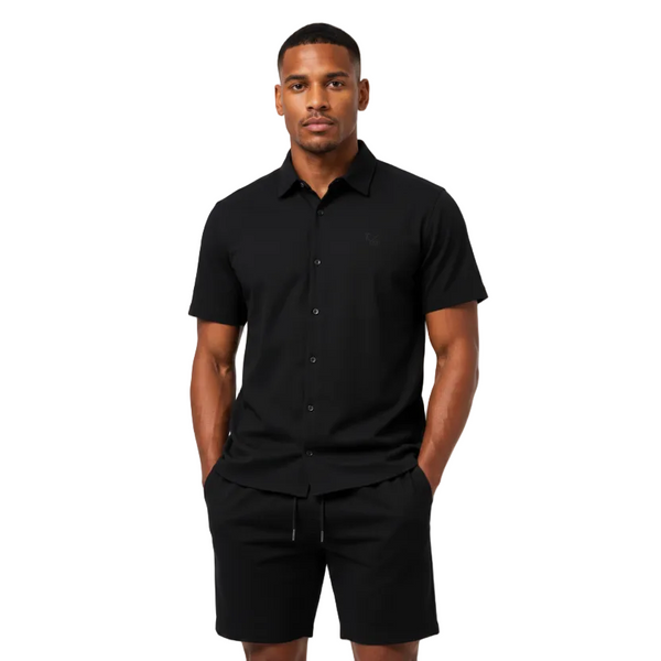 Mens JDN Comfort Shirt And Shorts Set (Black)