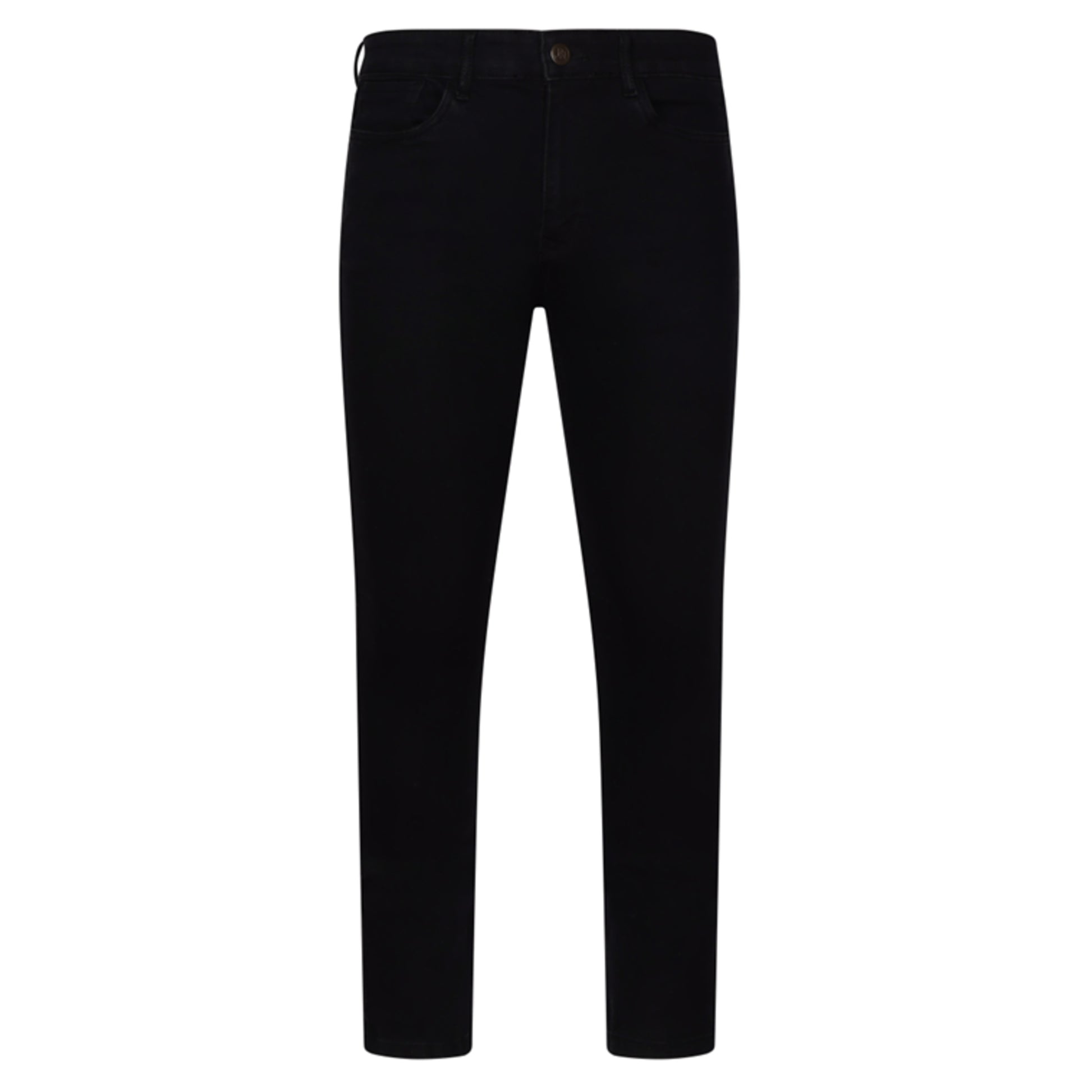 Men's JDN branded slim fit jeans in washed black denim with tapered leg and five-pocket design