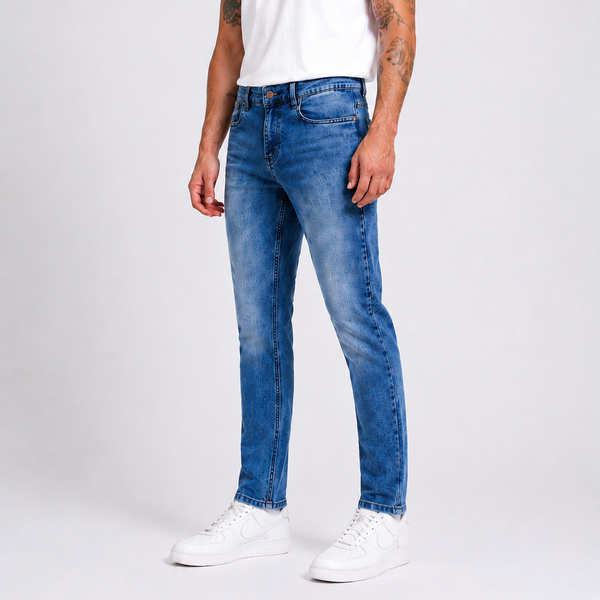 Men's JDN Branded Slim Fit Jeans - Light Wash