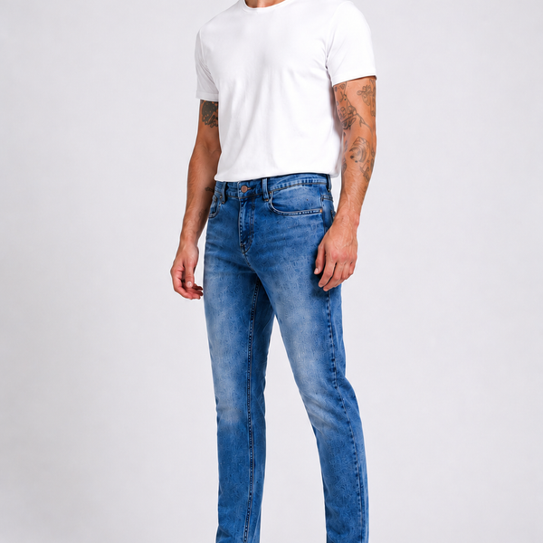 Men's JDN Branded Slim Fit Jeans - Light Wash