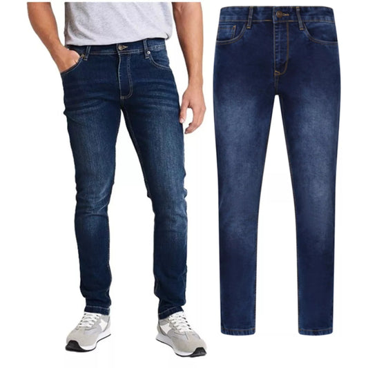 Men's JDN slim fit jeans in stone wash denim with classic five-pocket design and faded detailing
