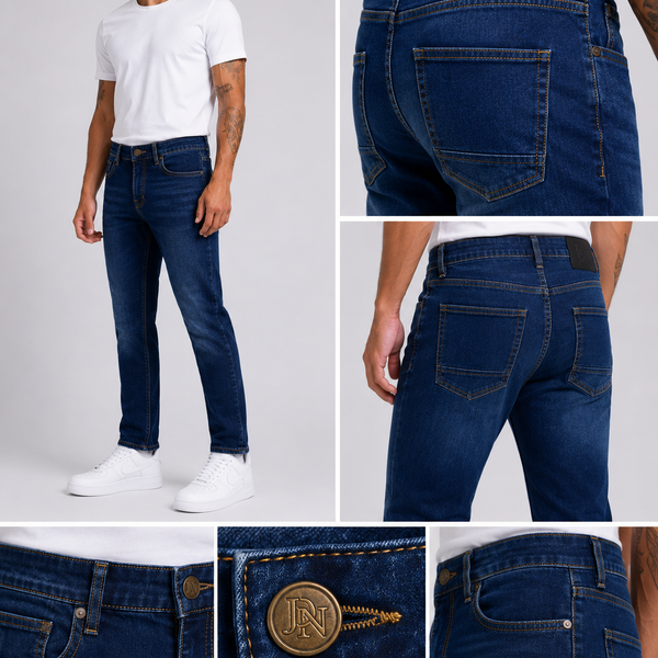 Men's JDN Branded Slim Fit Jeans - Stone Wash