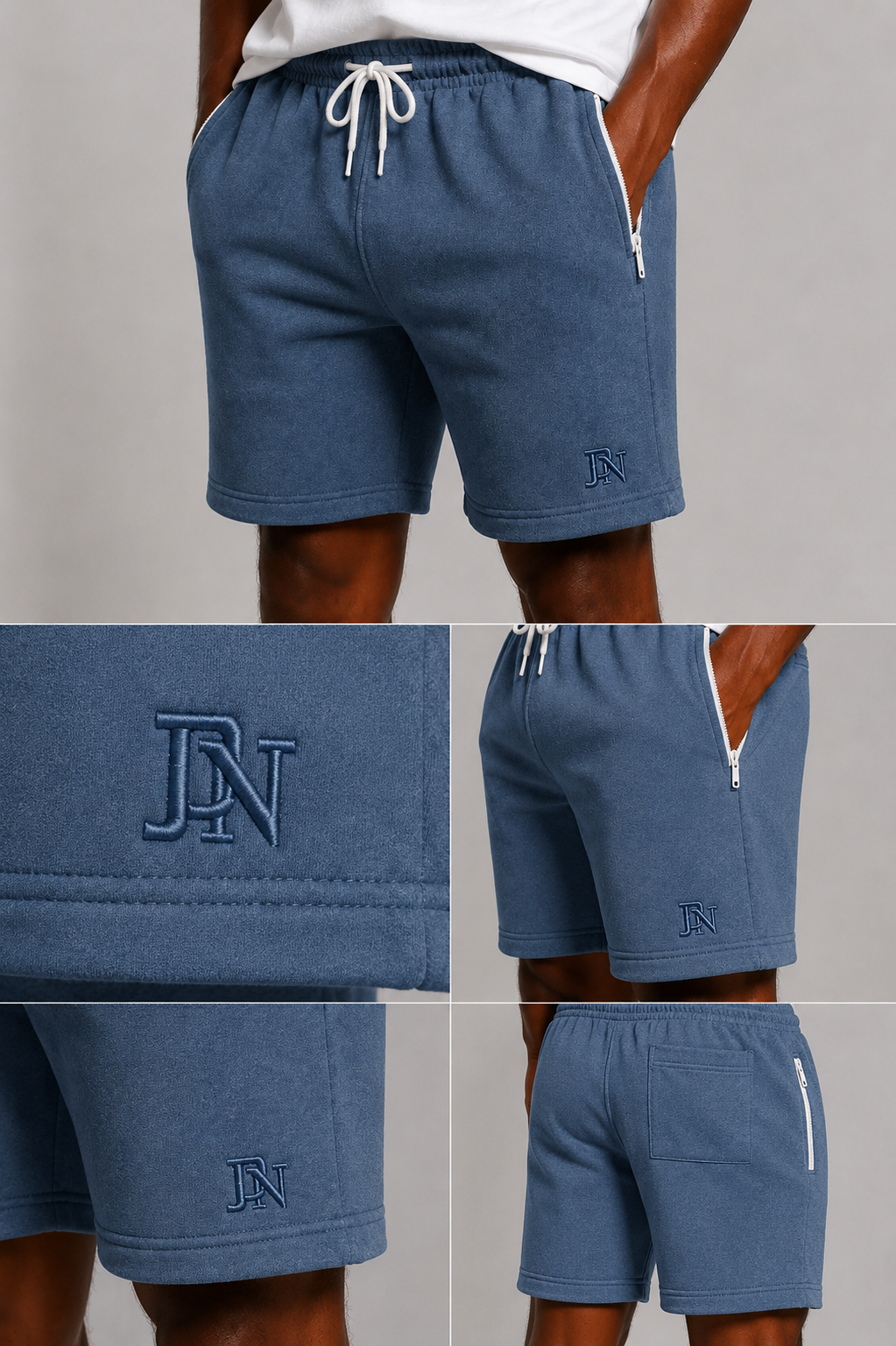 Men’s Premium Fleece Shorts with Zip Pockets & Embroidered Logo – Cotton Athletic Sweat Shorts