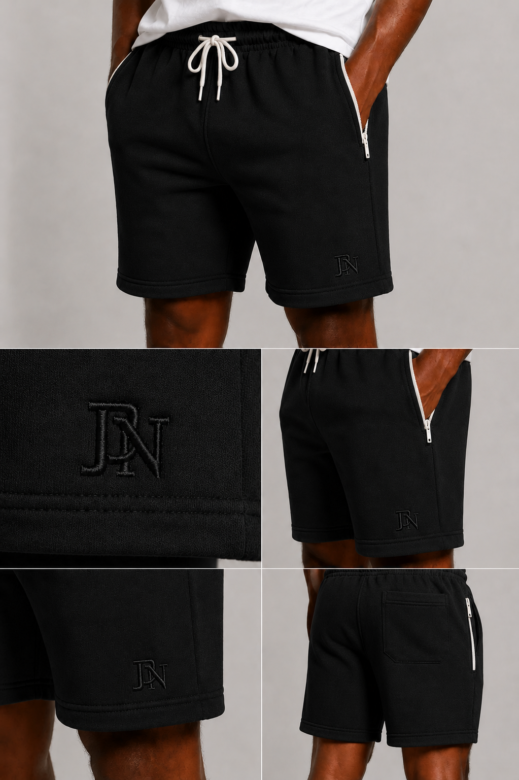 Men’s Premium Fleece Shorts with Zip Pockets & Embroidered Logo – Cotton Athletic Sweat Shorts