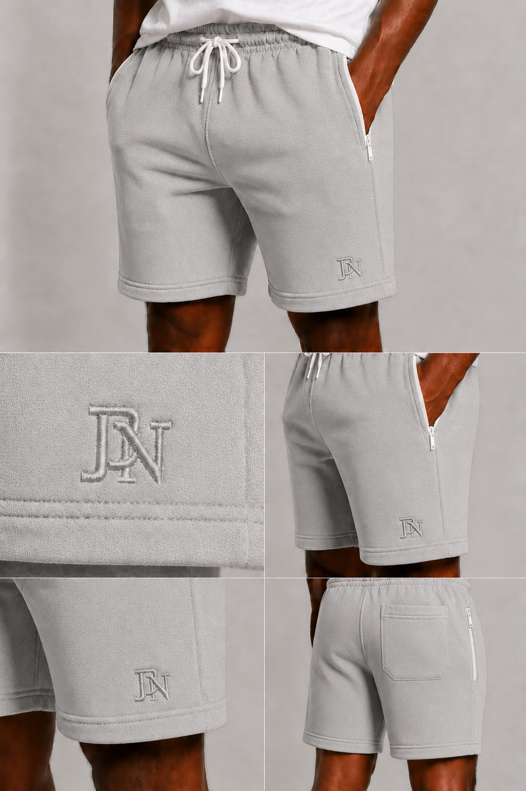 Men’s Premium Fleece Shorts with Zip Pockets & Embroidered Logo – Cotton Athletic Sweat Shorts